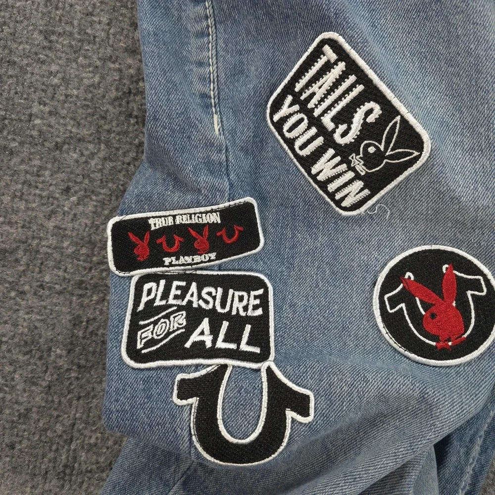 True‎ Religion X Playboy Jeans Mens 42x32 Blue Bobby Relaxed Baggy Denim Logo
